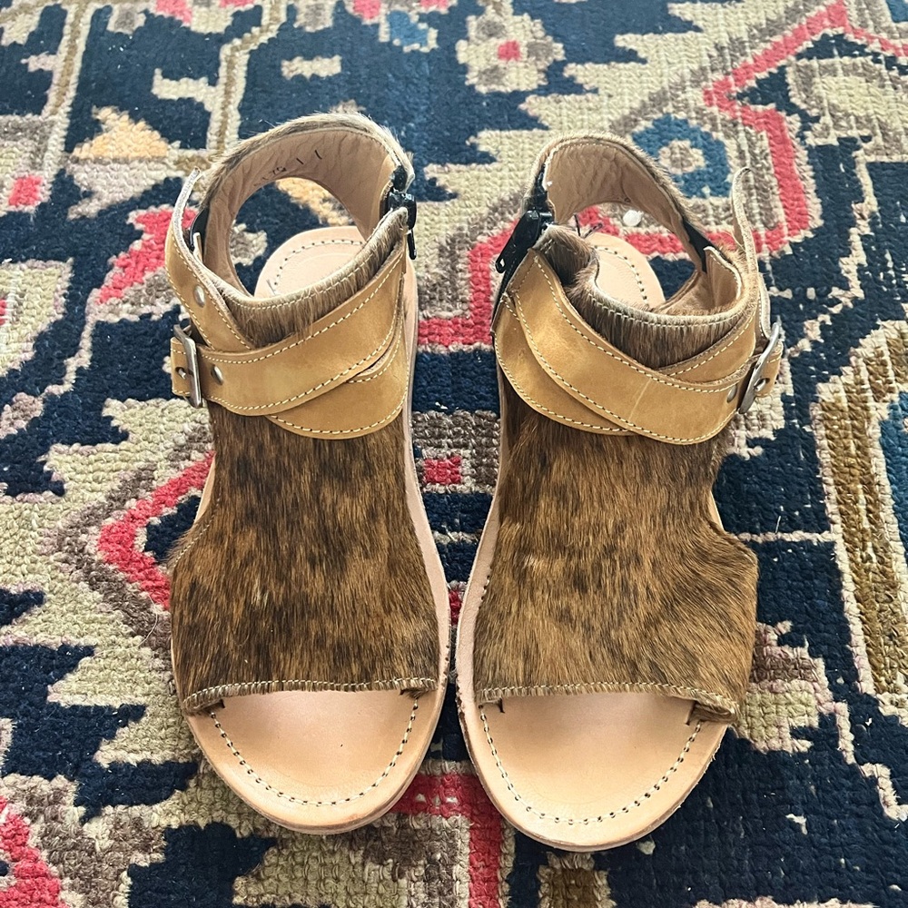 Agave Sky Amber Brown Cowhide Sandal Women’s Size 6 Handmade In Mexico